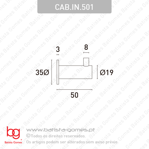 Cabide �19x50 - INOX 304